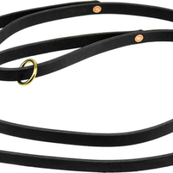 Double Handle 1/2" Leather Dog Leash 6'