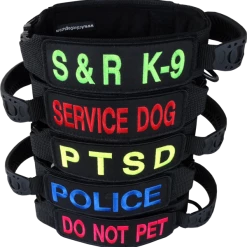 Custom ID Patch Dog Collar With Handle