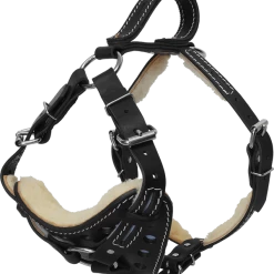 Reflective Sheepskin-Lined Leather Dog Harness