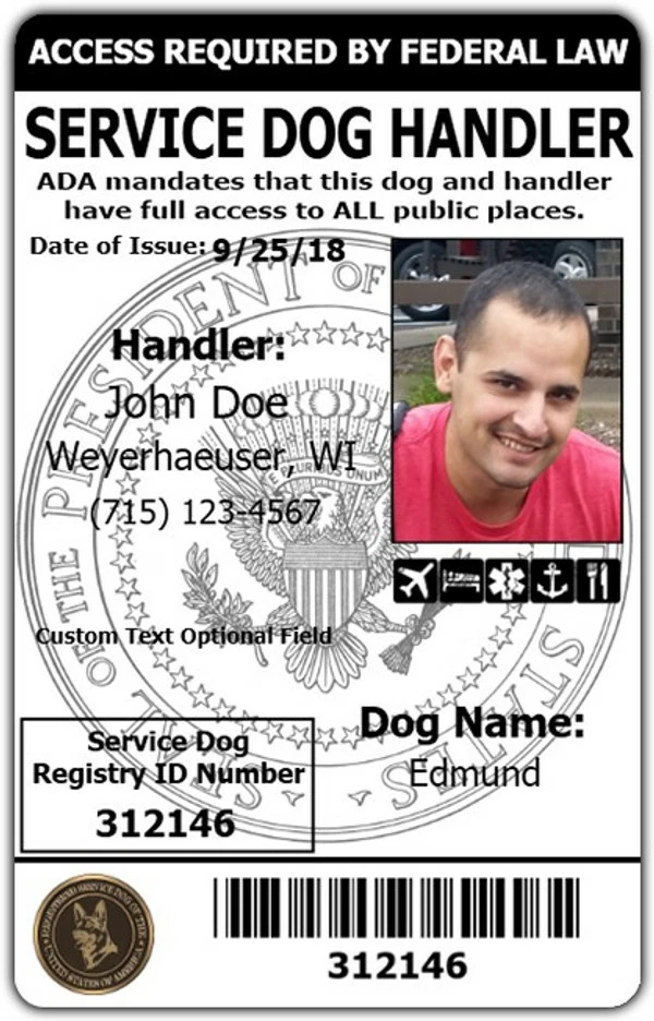 Service Dog Handler ID Card With Digital Copy 1 Service Dog Handler ID Card With Digital Copy