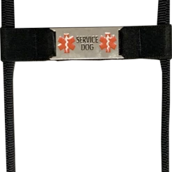 Rigid Clip-On Service Dog Bridge Handle W/Chrome Service Dog ID Band - 12"